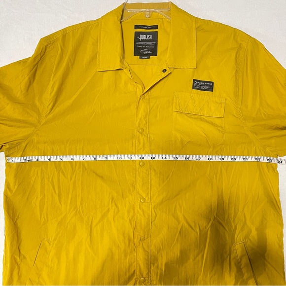 Publish Snap Front Phil Sunshine Windbreaker Jacket Yellow Gold Men's Size Large - Picture 7 of 8